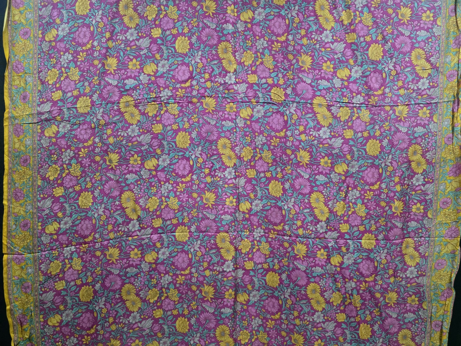 Vintage Silk Saree, 100% Pure Silk Fabric, 5 Yards Ethnic Indian Printed Sari