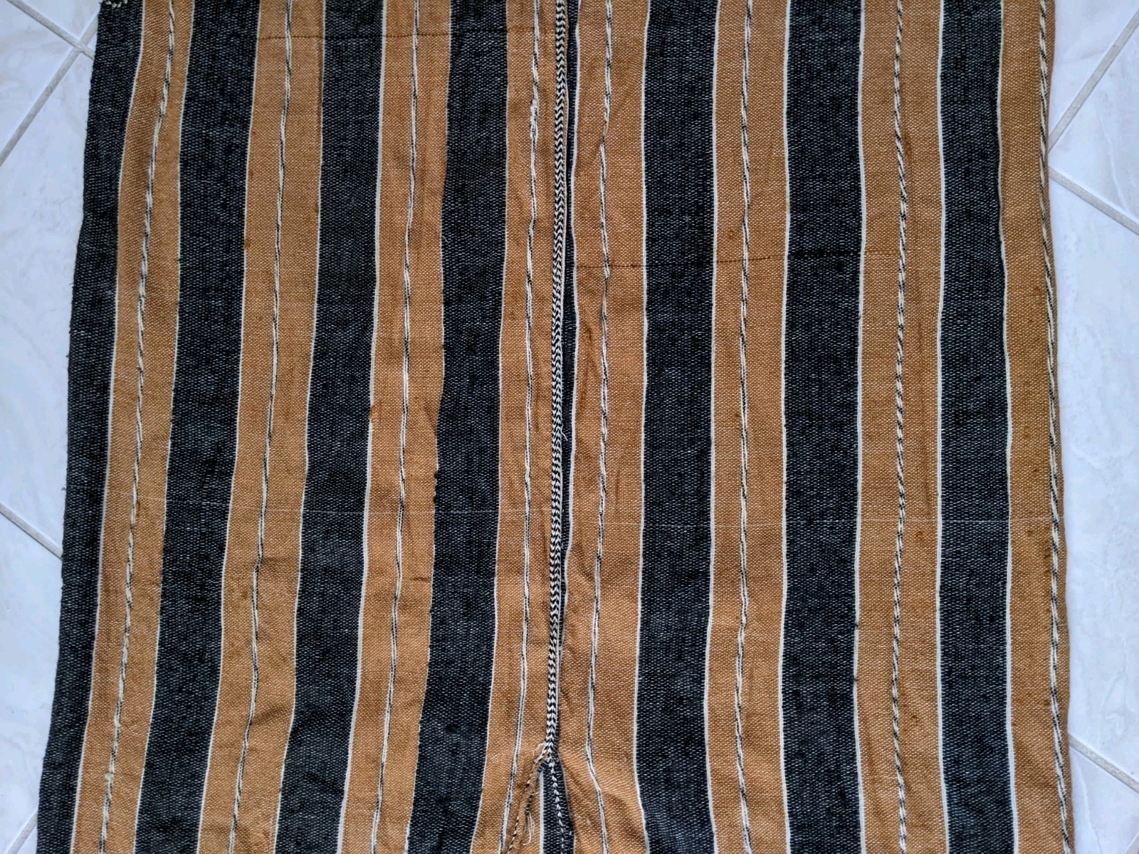Vtg Handmade Moroccan Djellabah Stripes Jellaba Kaftan Wool Hooded Thobe Long