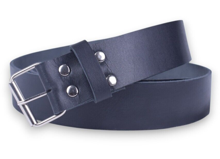 Scottish Men’s Black Leather Kilt Belt Adjustable Size Highland Belt