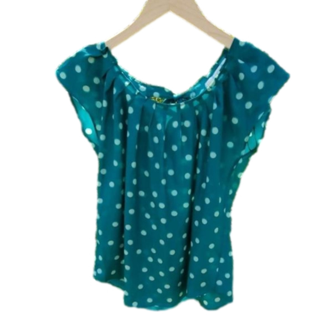 Lauren Conrad sheer green polka dot blouse