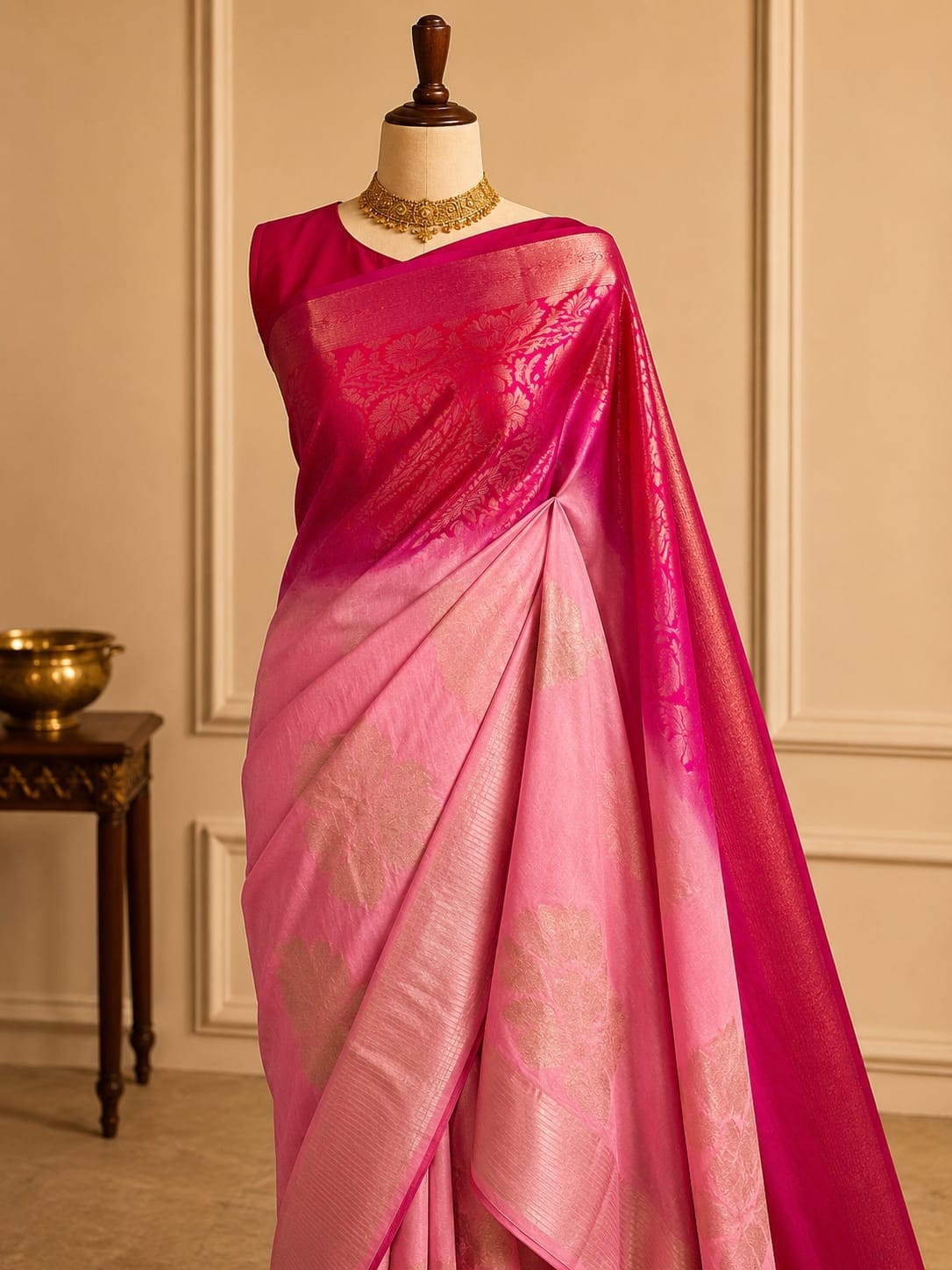 Banarasi Soft Dupion Silk Saree Designer Border Rich Weaving Pallu Brocade Blous