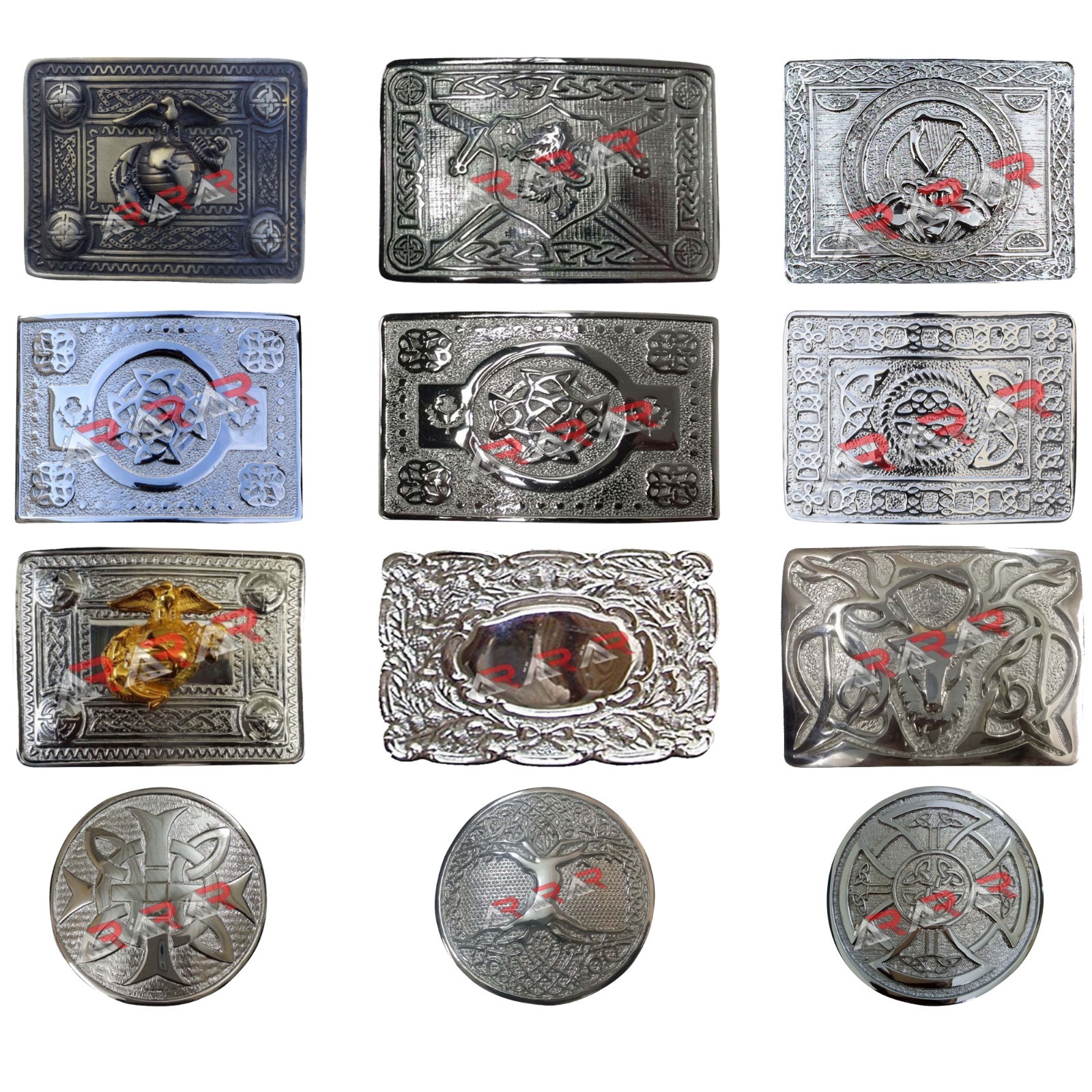 Men’s Scottish Belt Buckle Kilts Highland Kilt Finish Chrome 28 Designs New AAR
