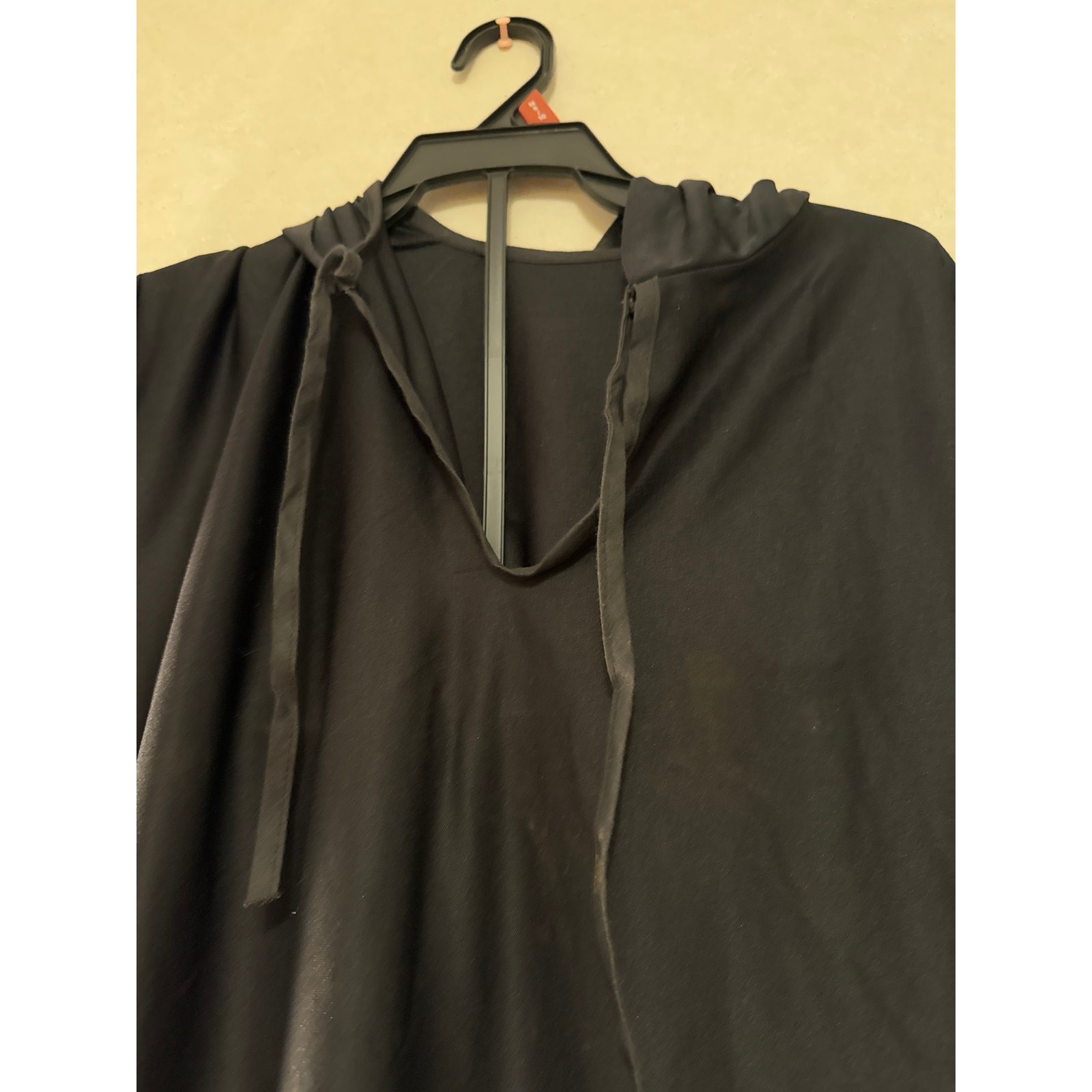 Vintage Rubie’s Long Black Hooded Gown Cloak – Halloween Costume Ghoul Reaper