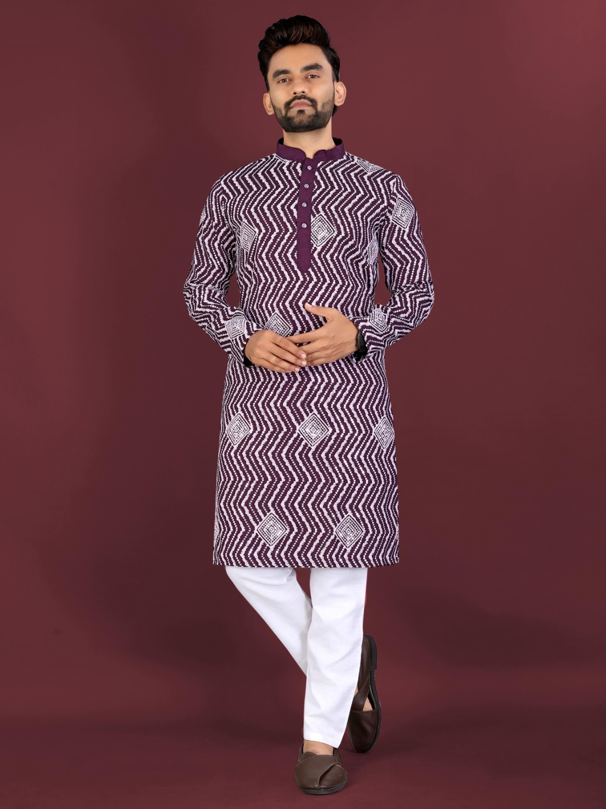 Designer Men Rayon Traditional Kurta Pyjama set for Wedding party BF-W