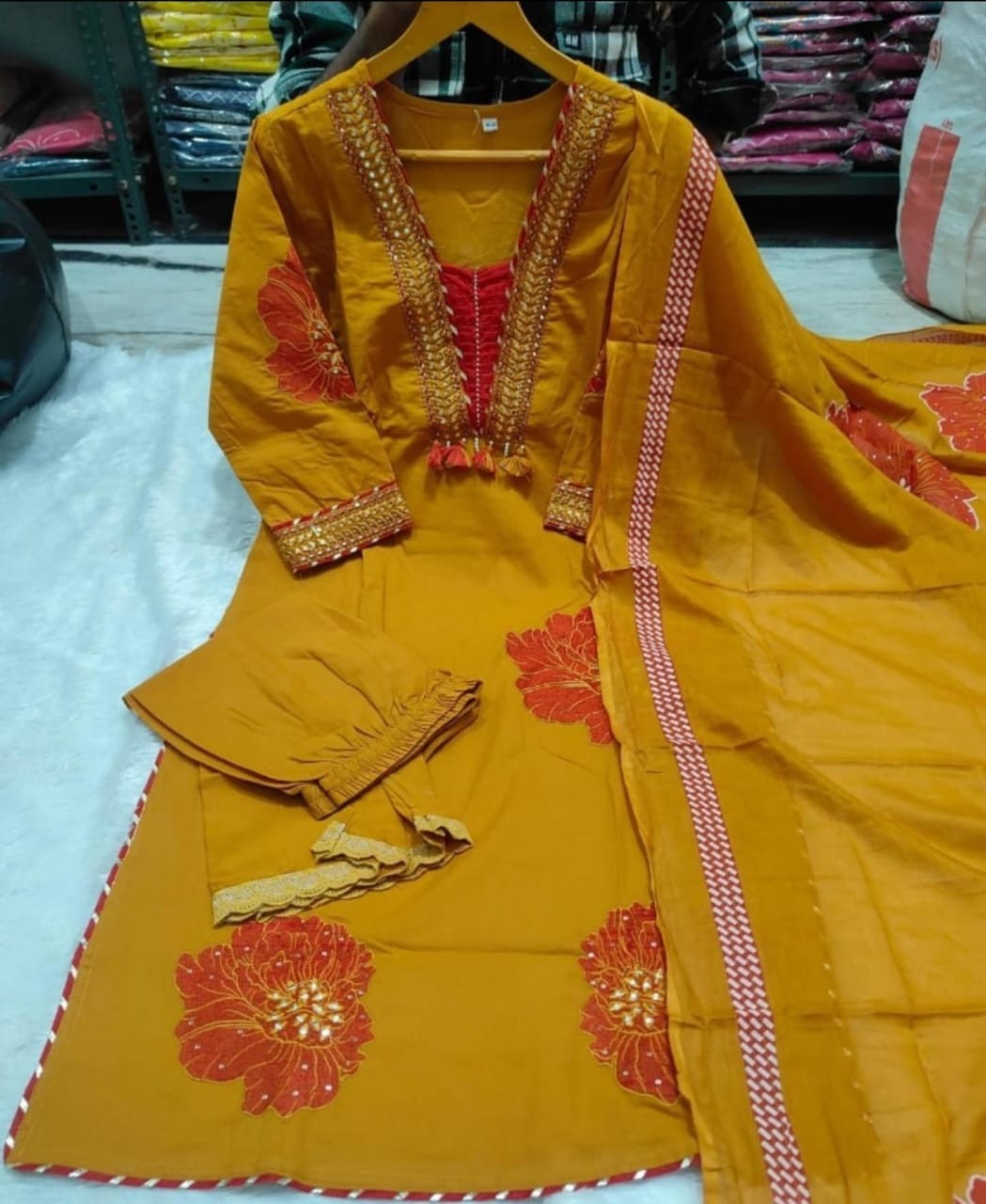 Fully Stitched Kurta Palazzo With Dupatta Set, Indian Designer Salwar Kameez Set