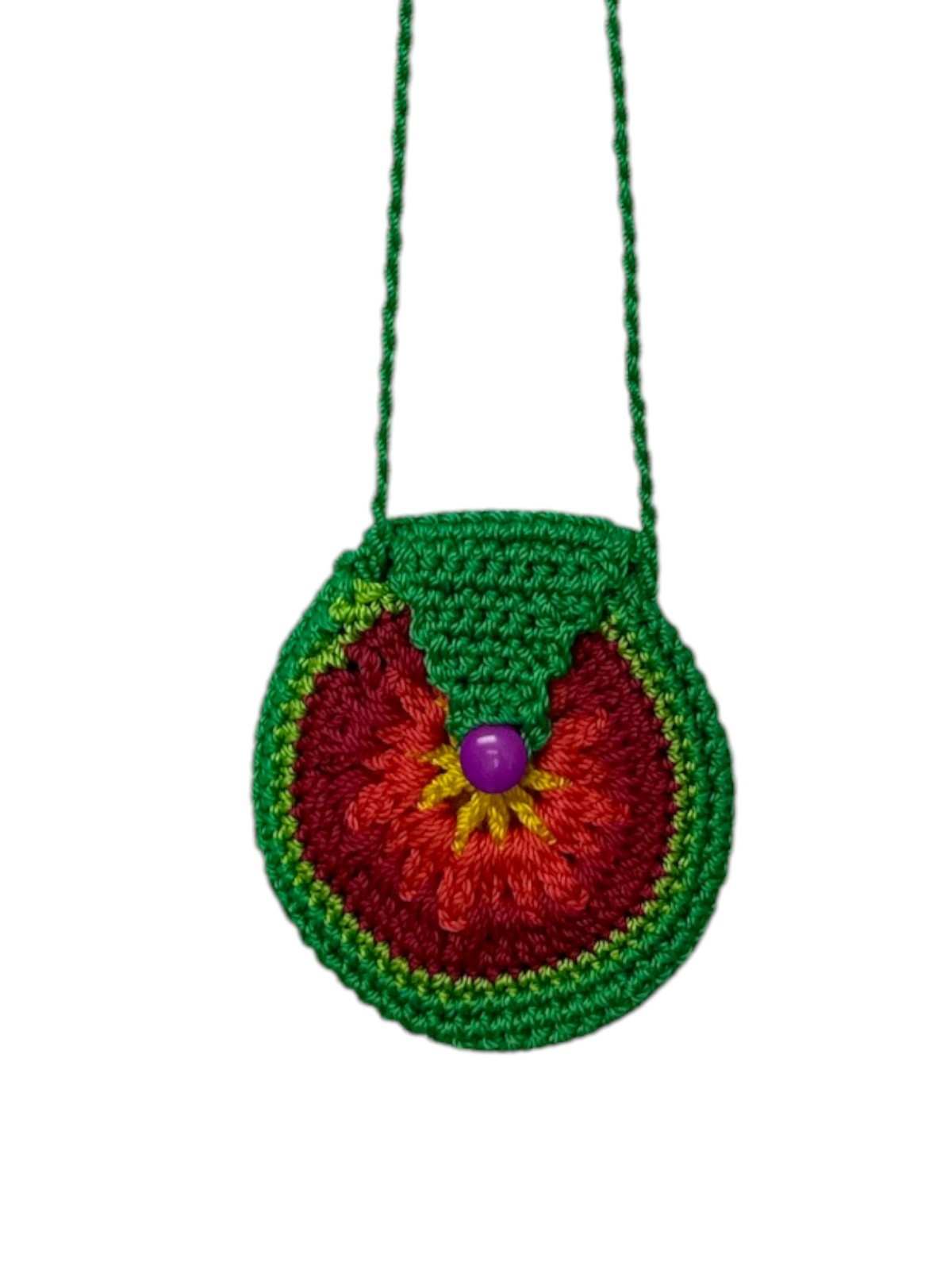 HANDMADE CROCHET MINI BAG , crossbody bag , green mix