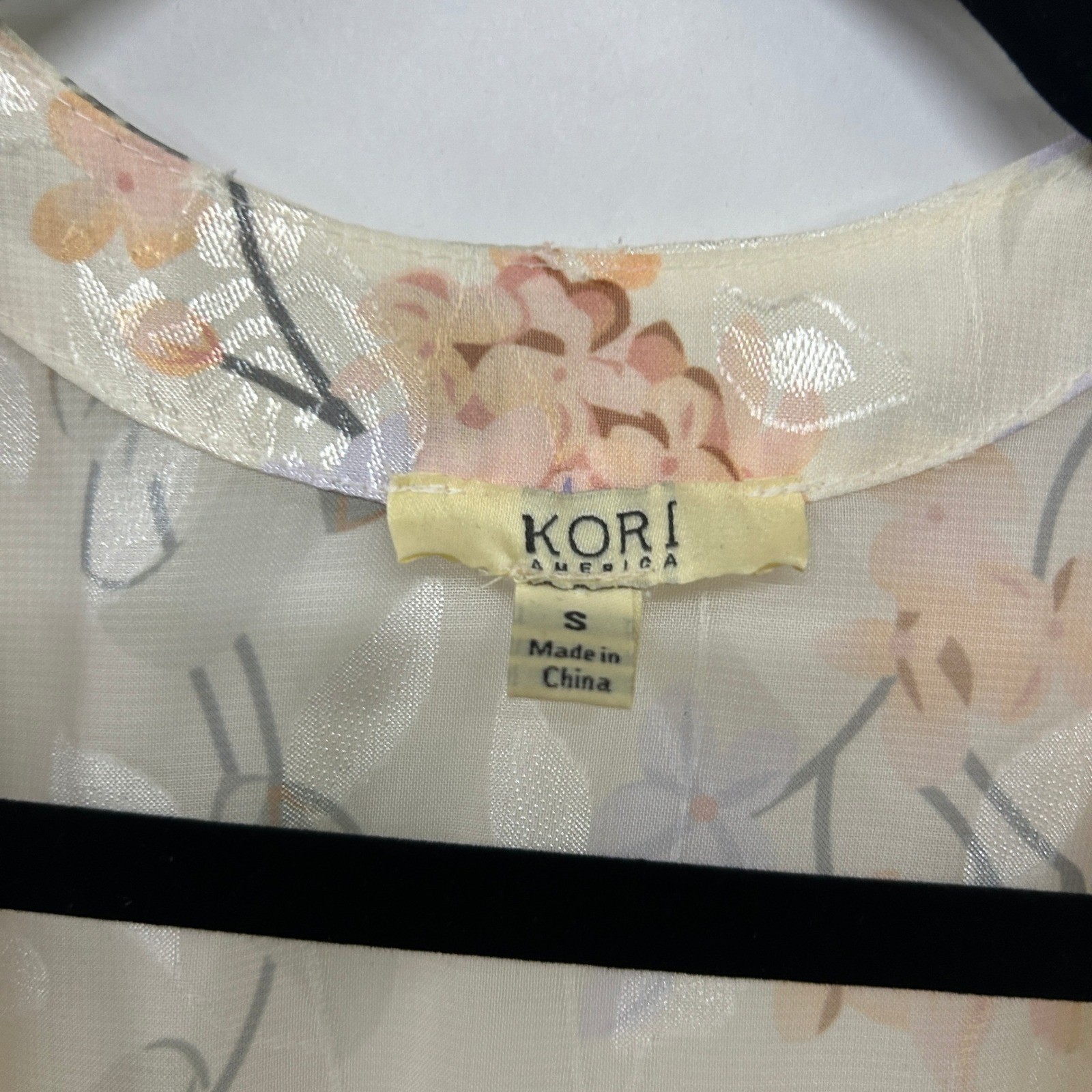 Floral Sheer Kimono Duster Cardigan M Romantic Boho Layering Open Front Longline