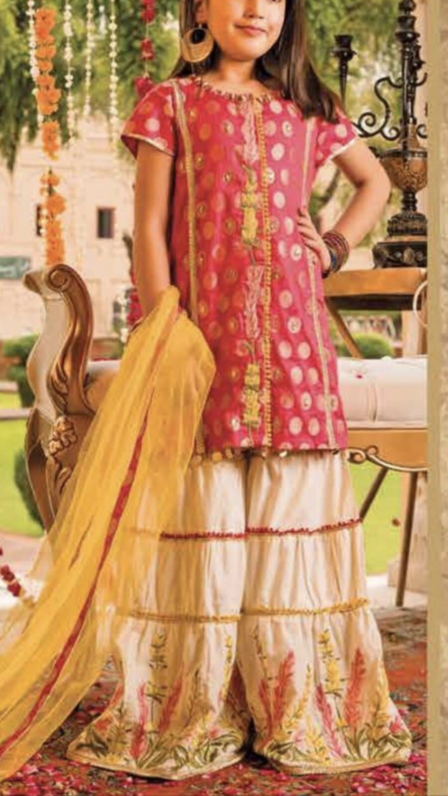 Charizma kid girl 9/10/11/12/13 Yrs Khaadi Maria B Agha Noor salwar kameez ochre