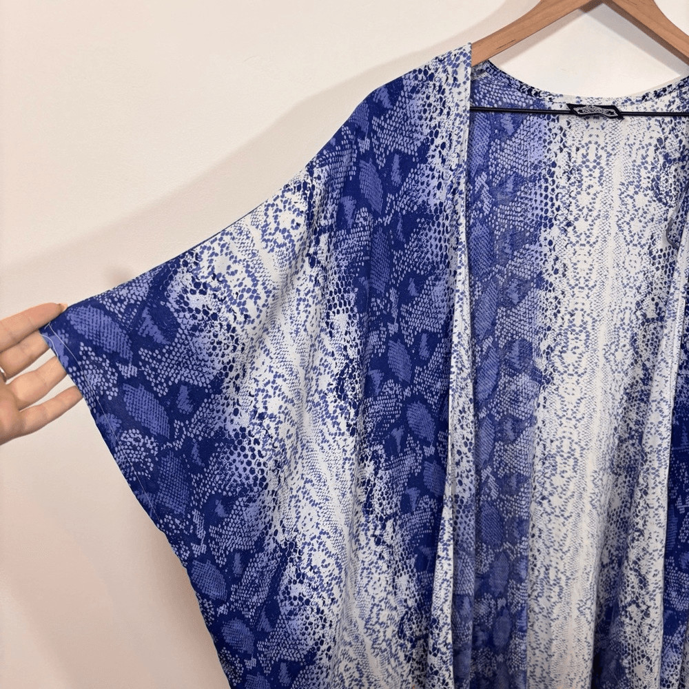Angie Blue snake print open from short sleeve cardigan kimono
