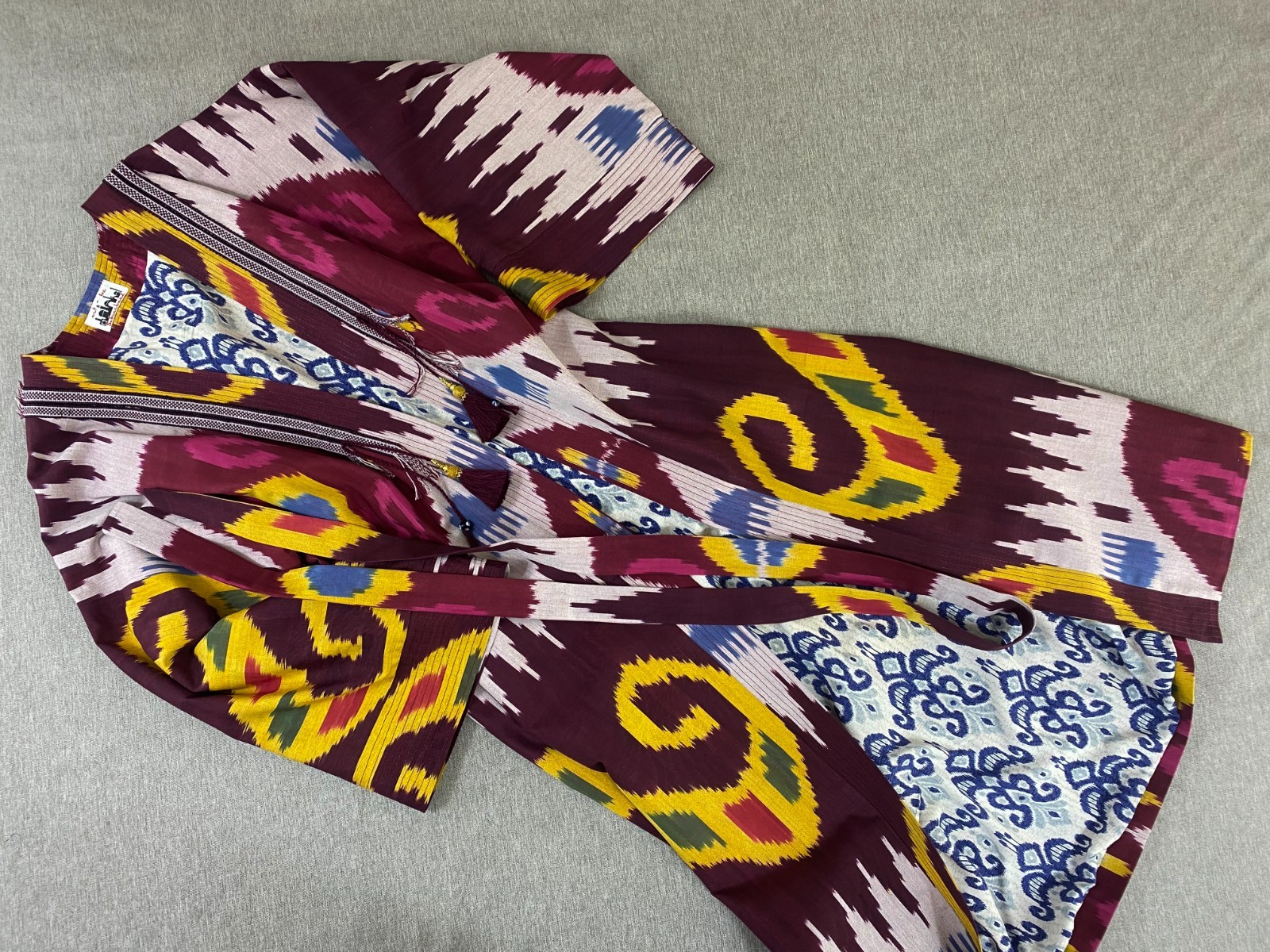 Uzbek Ikat Chapan Handmade Cotton Kimono Kaftan Boho Jacket Robe Festival Coat