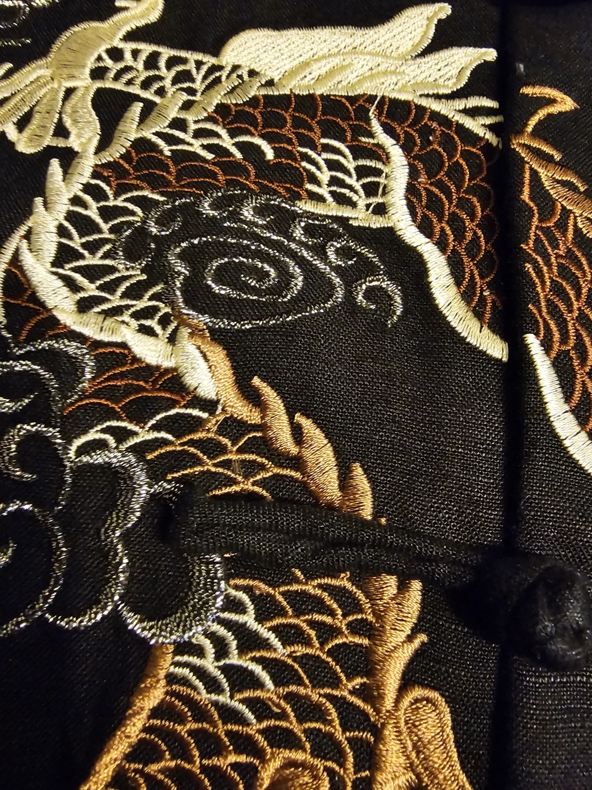 Beijiasi Microfiber Embroidered Dragons 2 Pocket Mandarin Jacket 2XL Black New