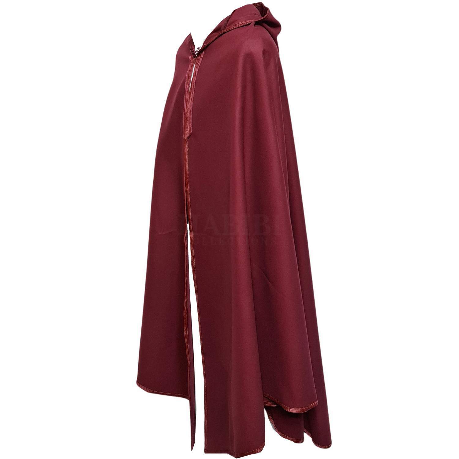 Moroccan Djellaba Cloak Cape Maroon Burgundy Cashmere Wool Blend Silham Burnous