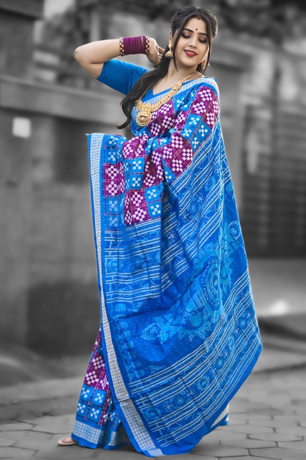 sambalpuri odisha bridal party handloom fall and Pico done Silk saree