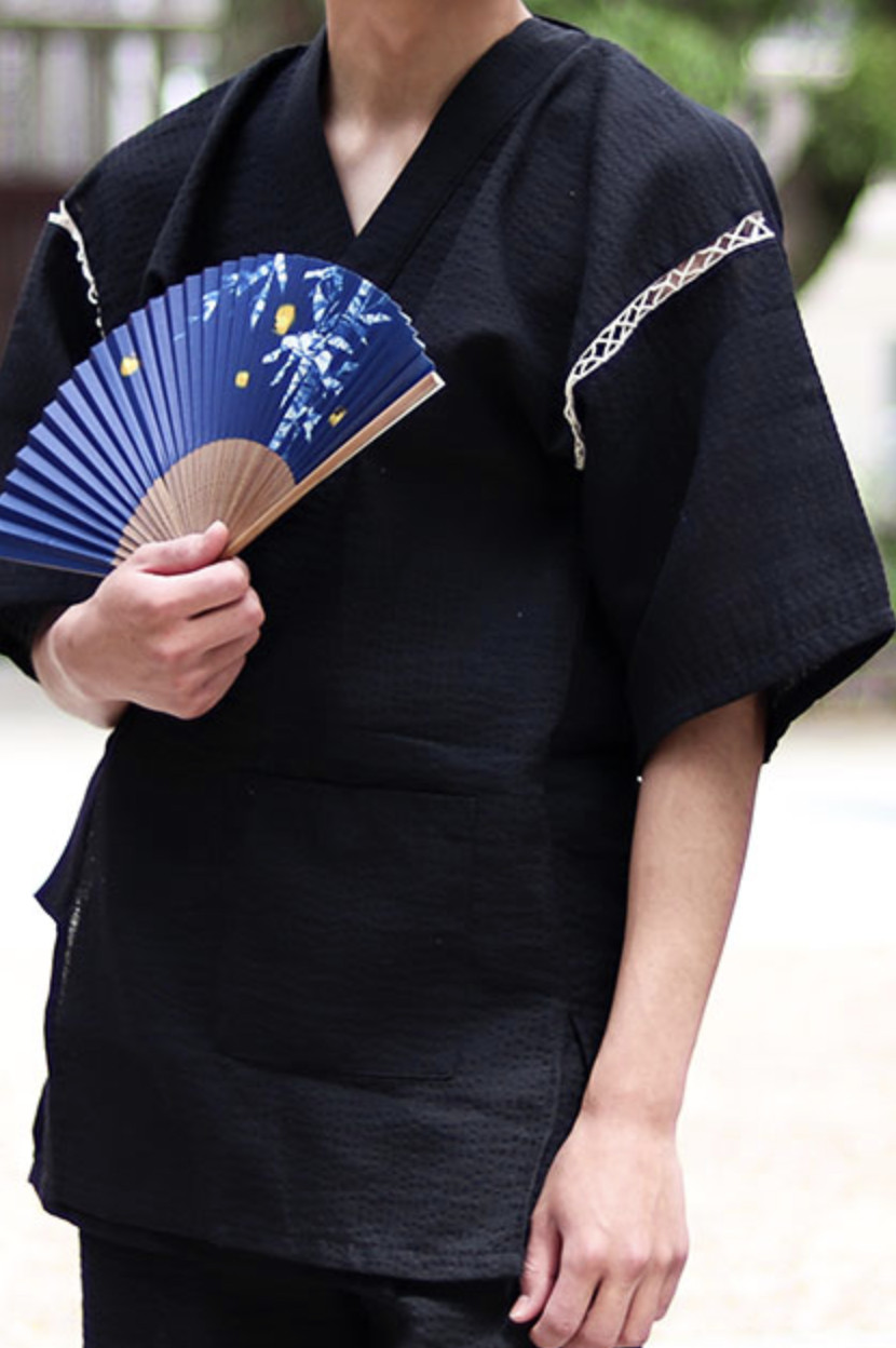 Japanese JINBEI Men’s Summer Kimono wear Topps Half Pants JAPAN jb33025 Black