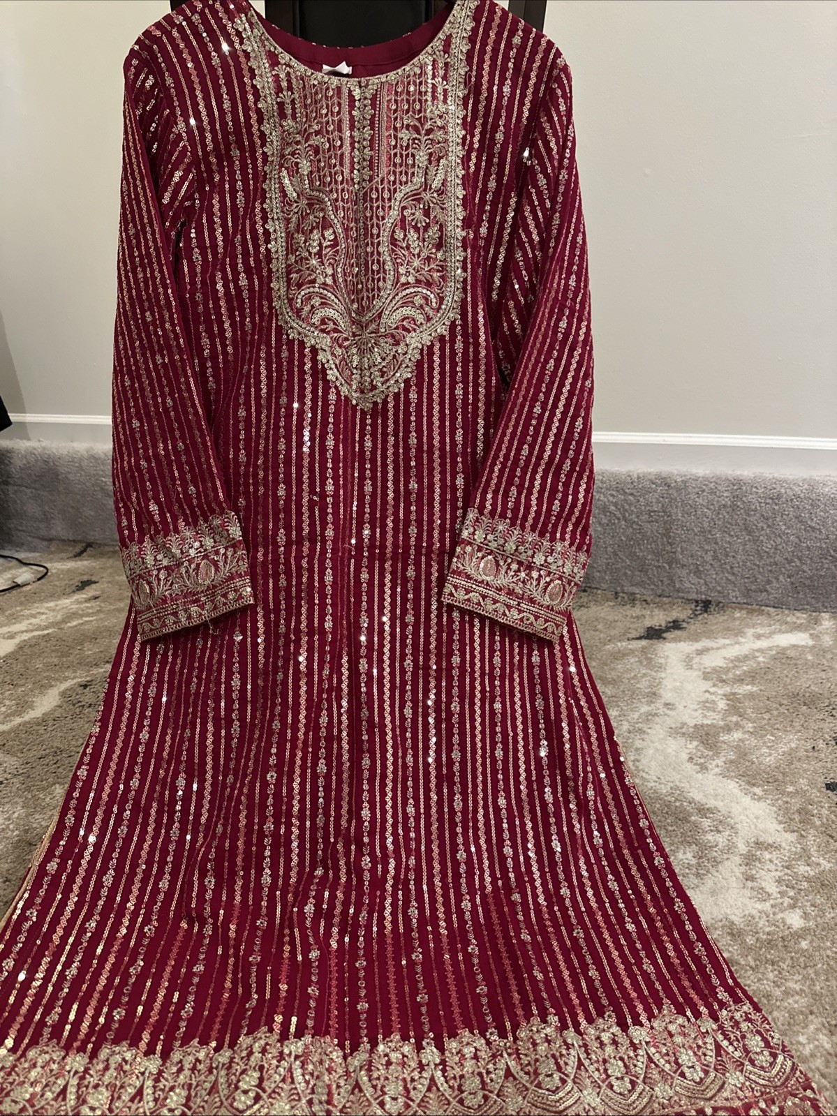 Pakistani Indian Shalwar Kameez Chiffon With Duppata Bust 42 Fully Lined