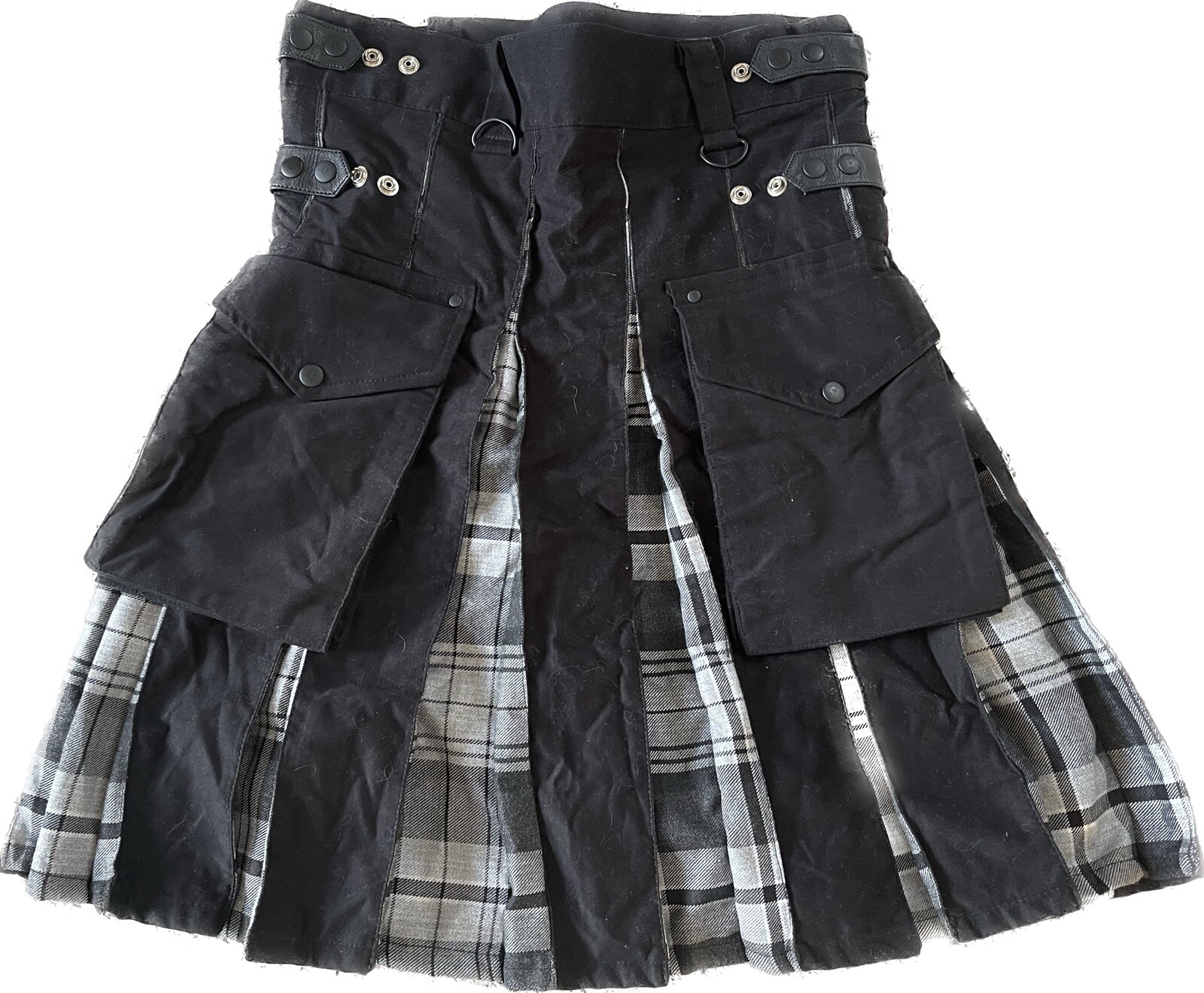 Kommando Scottish Highland Utility Black Gray White Kilt Size 32