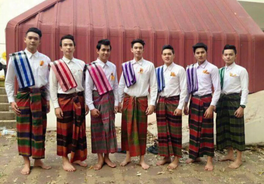 Men’s Thai Native Northeastern Open / Tube Sarong Grid Pattern Multi-Color Wrap