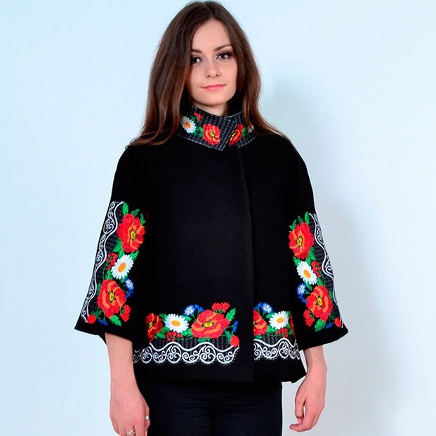 Ukrainian embroidered cashmere warm coat for women, blouse, vyshyvanka. 4 colors