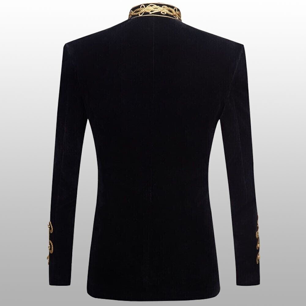Men’s Braided Hussar Velvet Jacket Military Gold Braided Jacket
