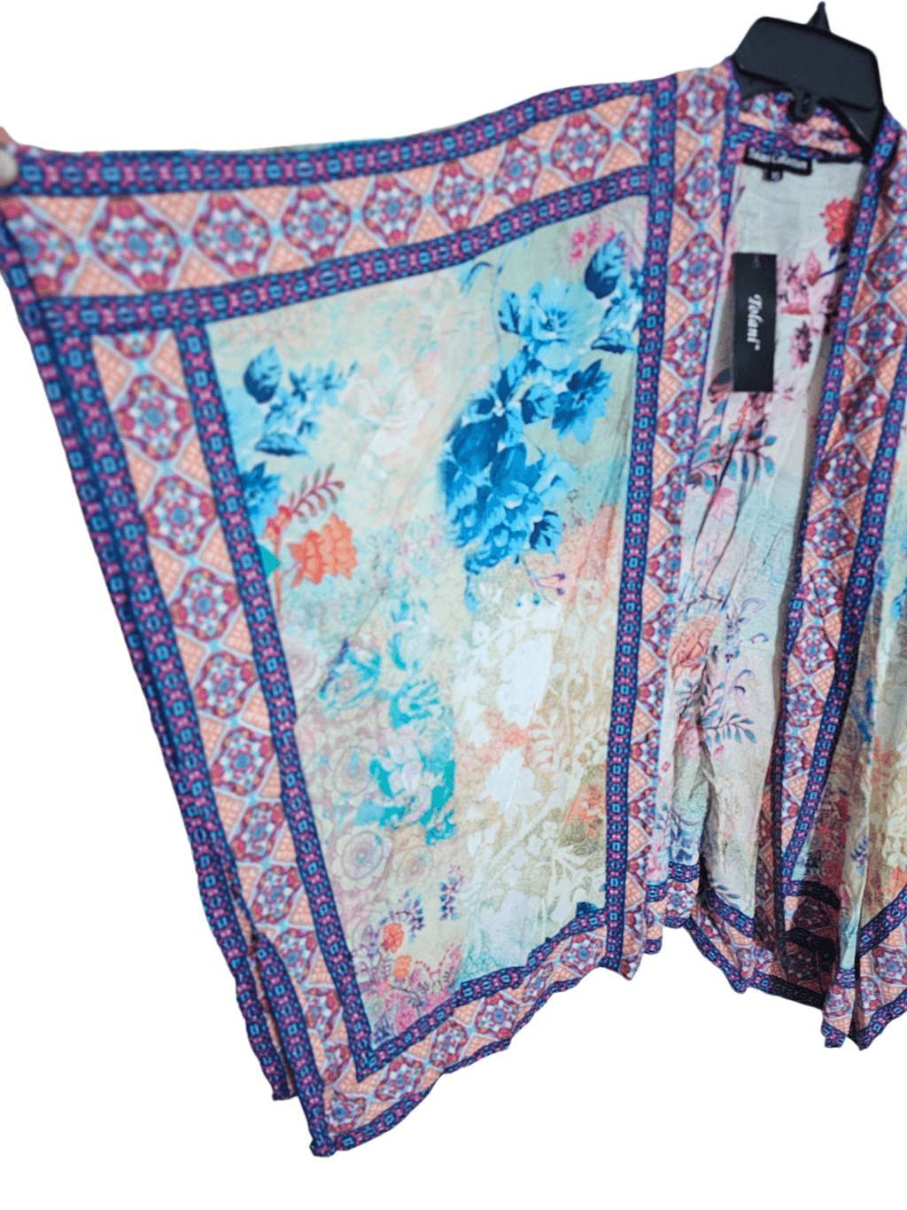 Tolani Raelyn Cropped Kimono Top Floral Multicolor Boho India XS NWOT