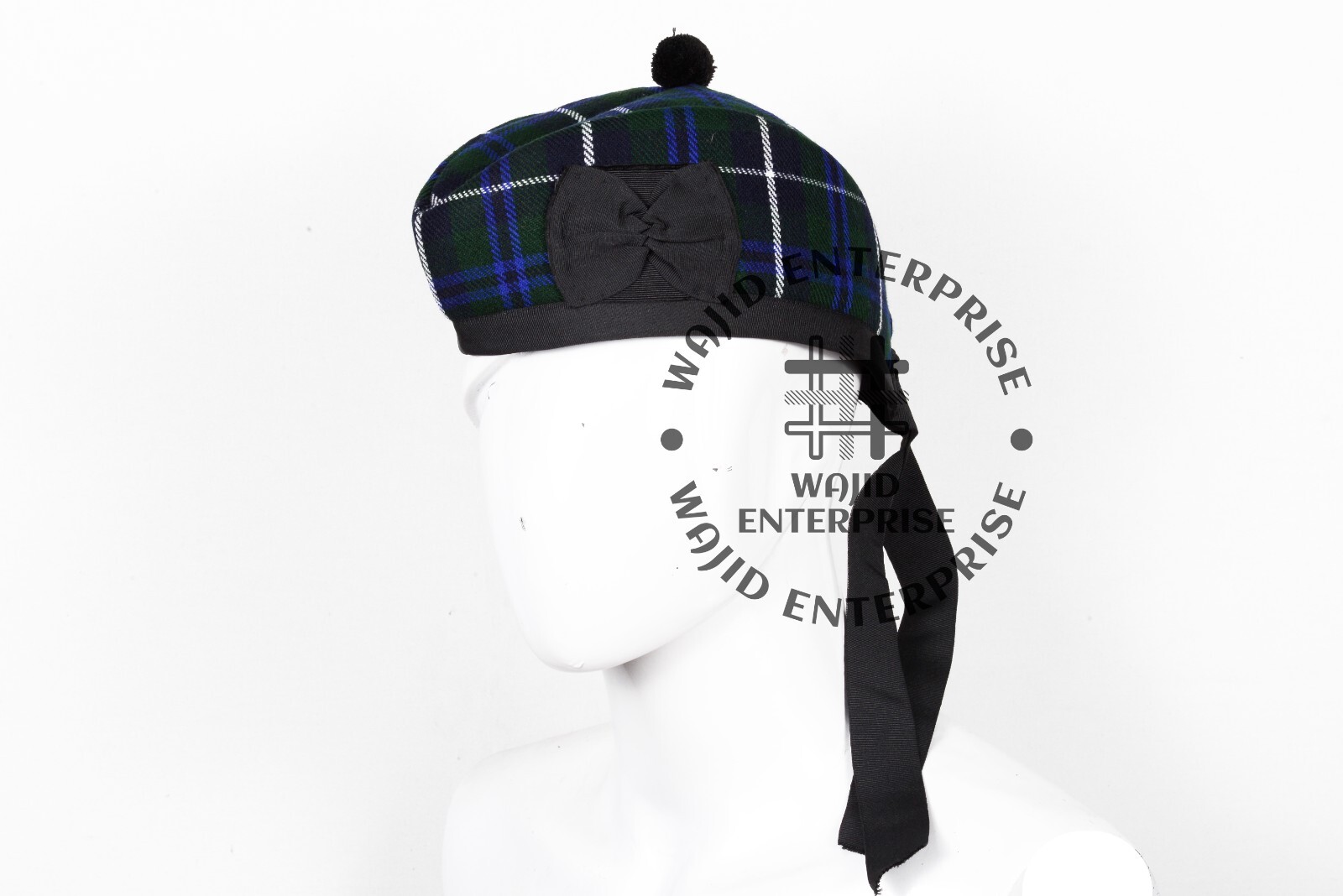 GLENGARRY Kilt Hat Scottish Blue Douglas tartan Military Bonnet Glengarry Cap