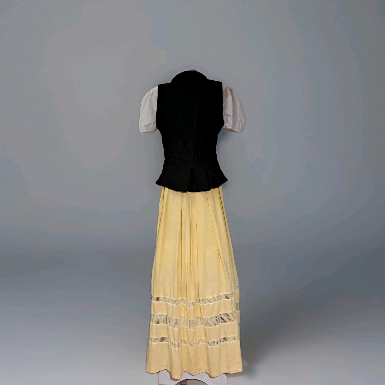 Vintage German Dirndl Set Bodice Blouse Skirt Linen Alpine Oktoberfest Sz M/EU40