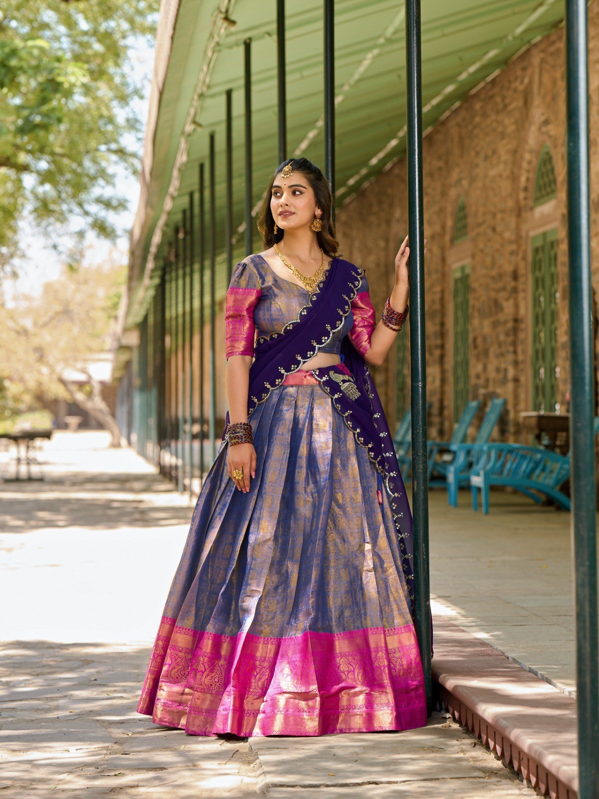 Festive Party Lehenga Choli Kanjivaram Zari Work Dupatta Outfit