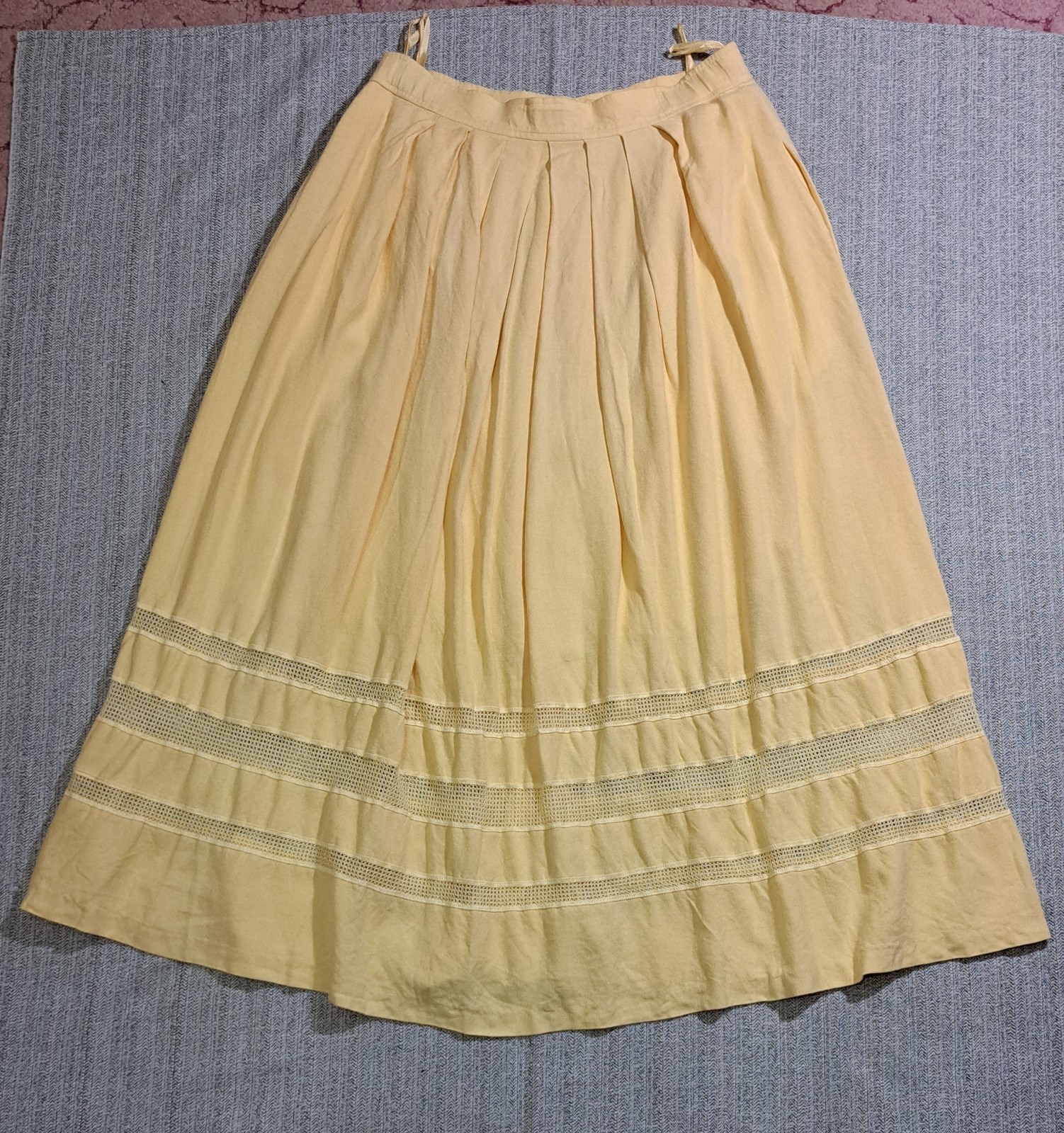 Vintage German Dirndl Set Bodice Blouse Skirt Linen Alpine Oktoberfest Sz M/EU40