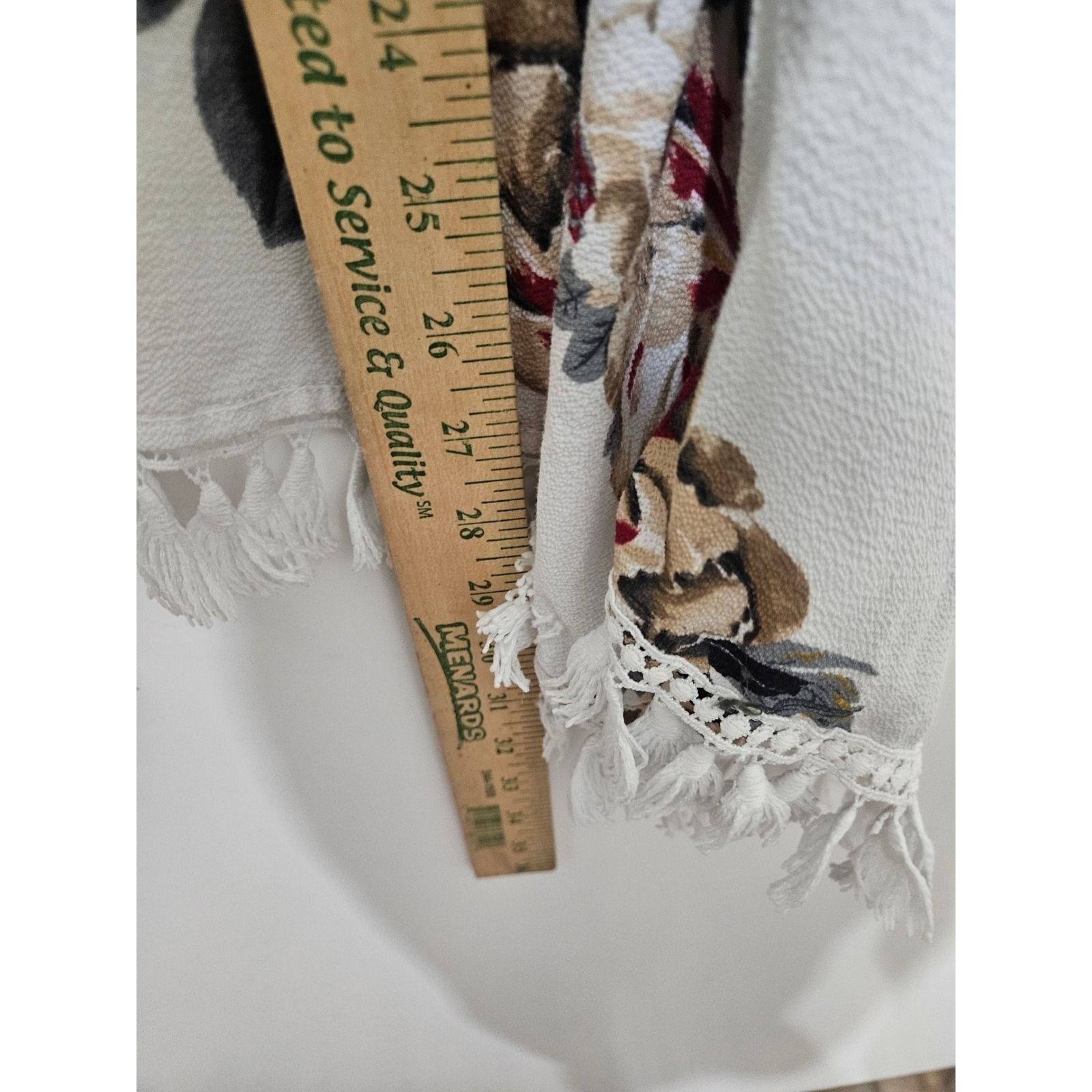 Umgee Floral Kimono Wrap Open Front Tassel Fringe Cream Small Medium