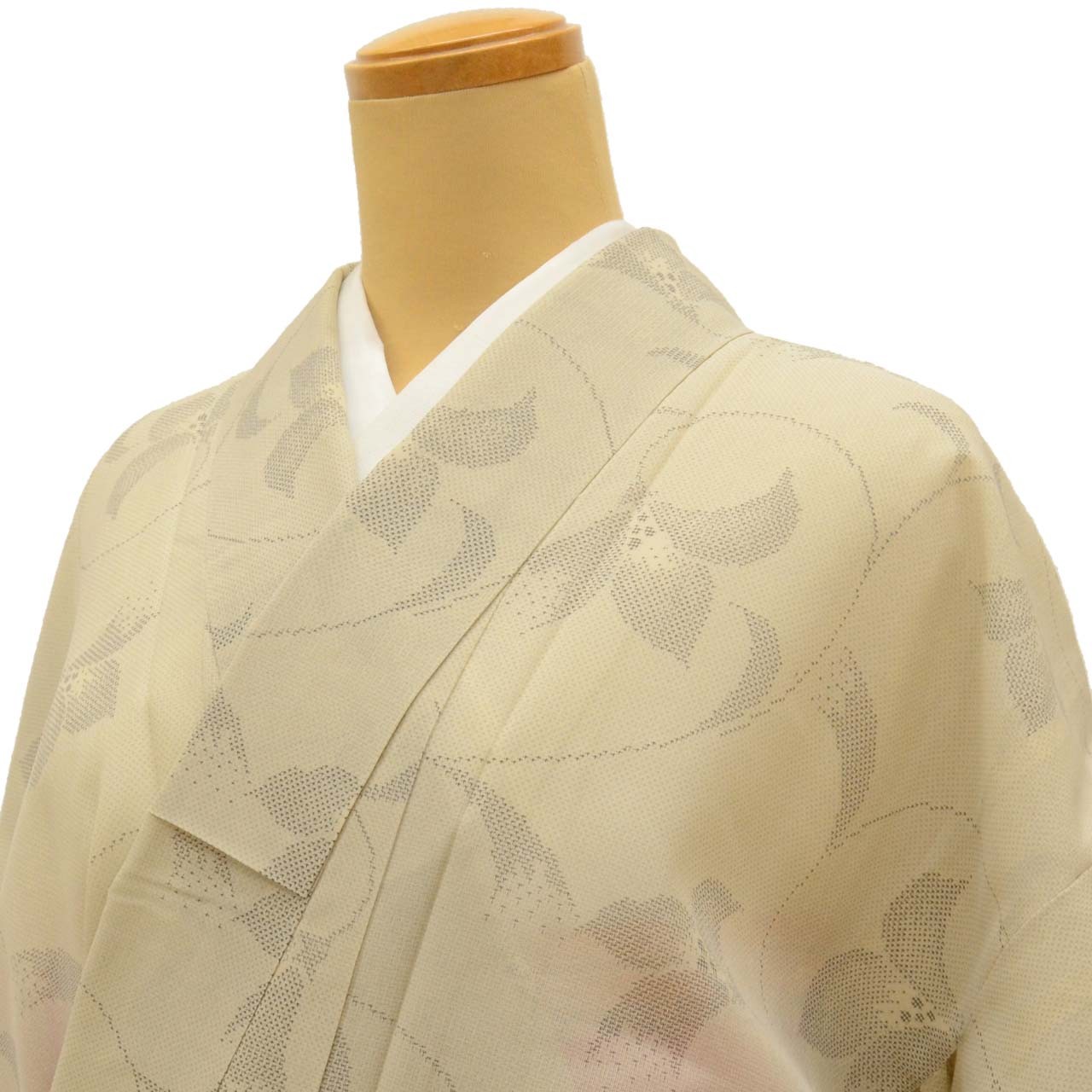 Vintage Japanese Kimono | Summer Shiro Oshima Tsumugi | Beige Silk | uu0732b