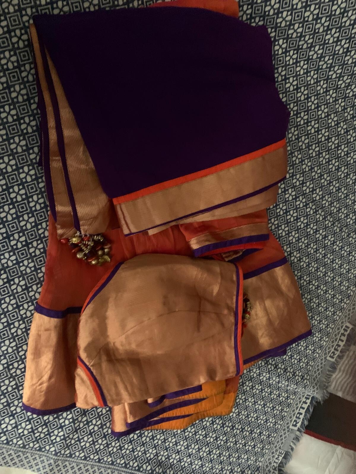Fish Cut Orange And Purple Chaniya Choli