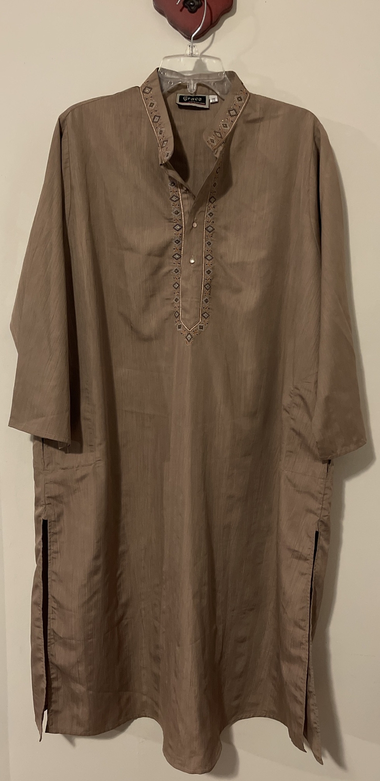 Grace Kurta Payjama 110cm Embroidered Long Brown Cultural India Outfit! M1070