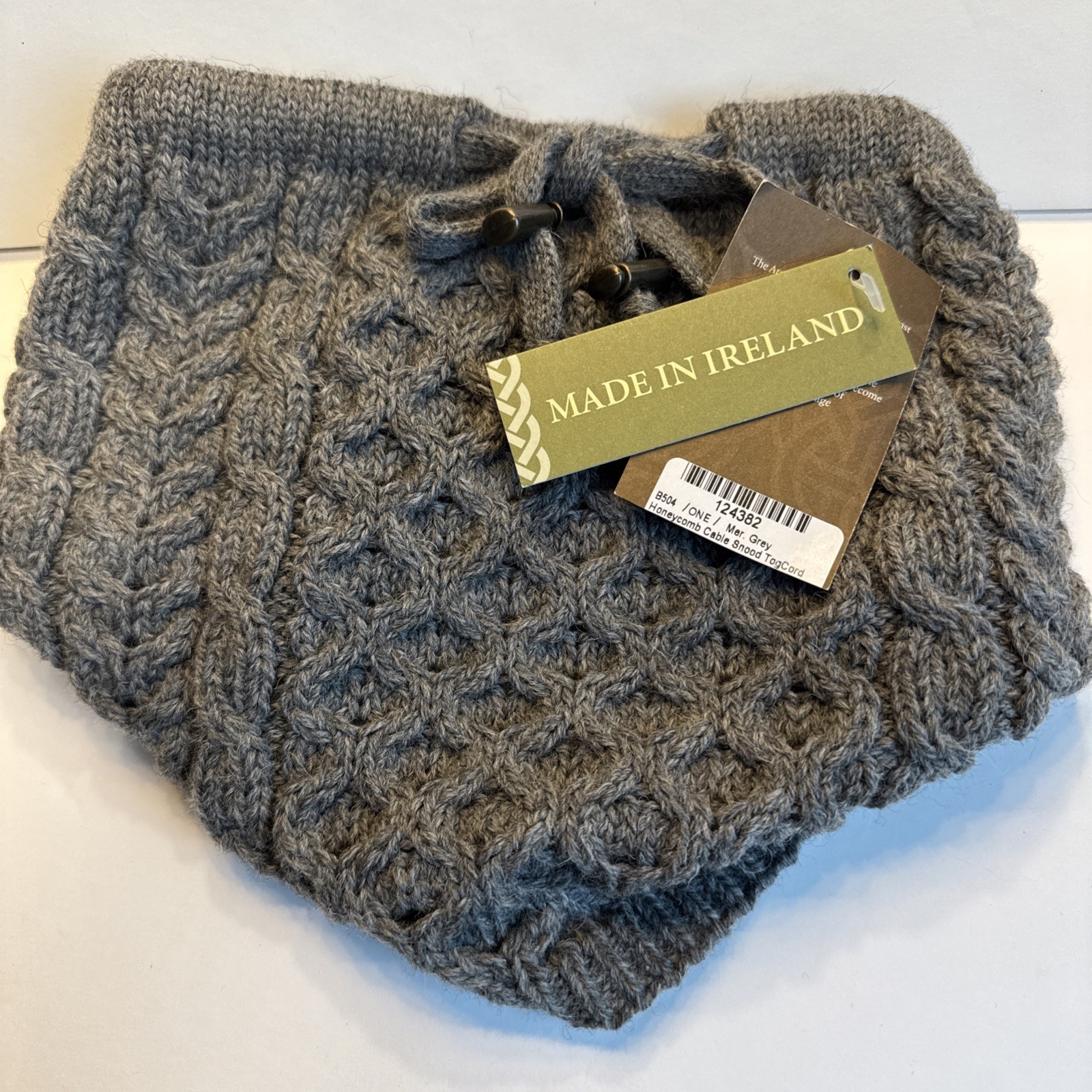 Aran Sweater Market Honeycomb Cable Snood Merino Wool Toggle Cord Ireland Made