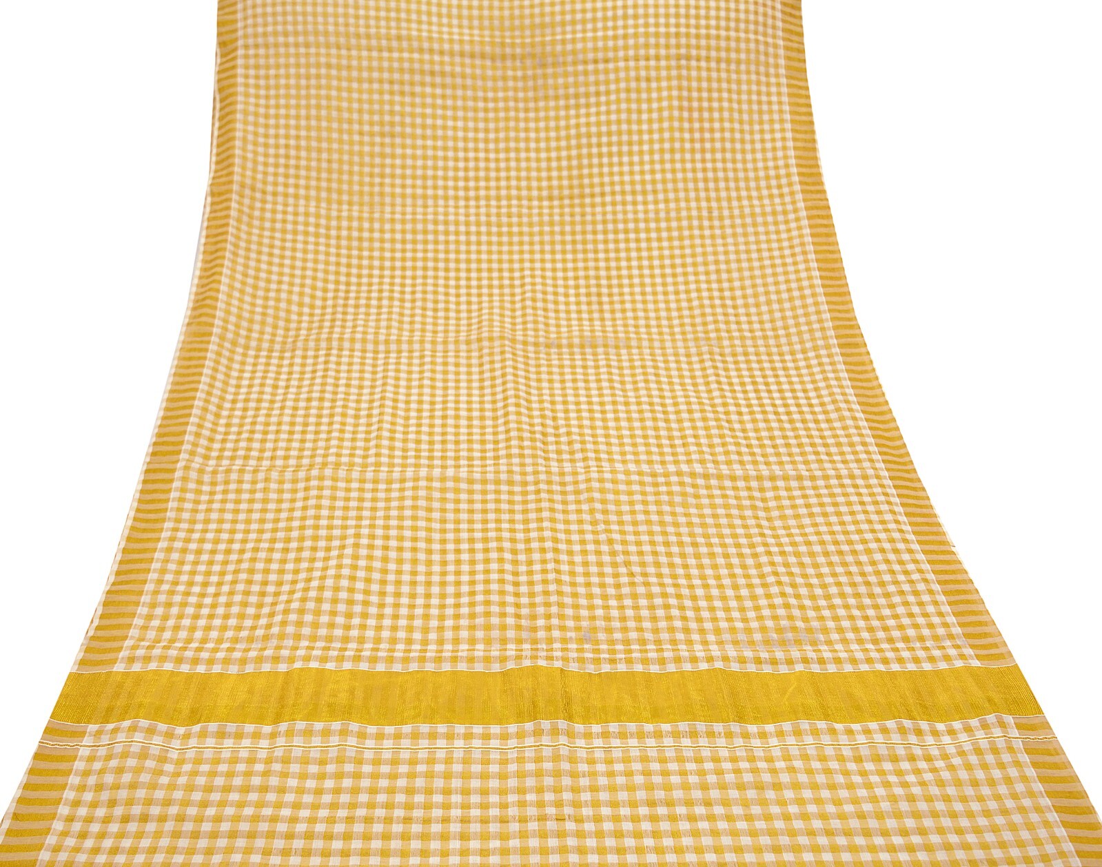 Indian Vintage Heavy Sari Off-White Woven South Sarees Pure Cotton Zari 5Yd