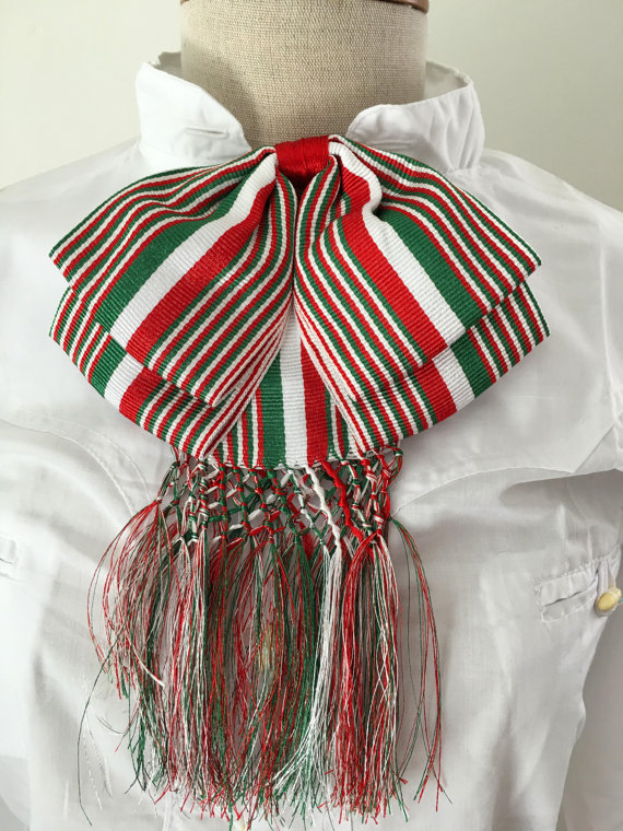 Mexican Charro Bow Tie Moño Doble Tricolor Green Verde White Red Rojo Mariachi