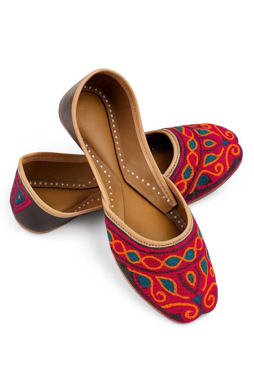 Indian/Pakistani 6-8 Year Girls Leather Mojdi/Jutti Embroidered For Festivals