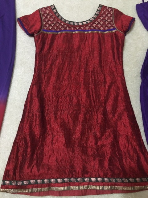 Women Stitched Salwar Kameez suit Kurti Saree Sari dress Sz S M maroon Purple