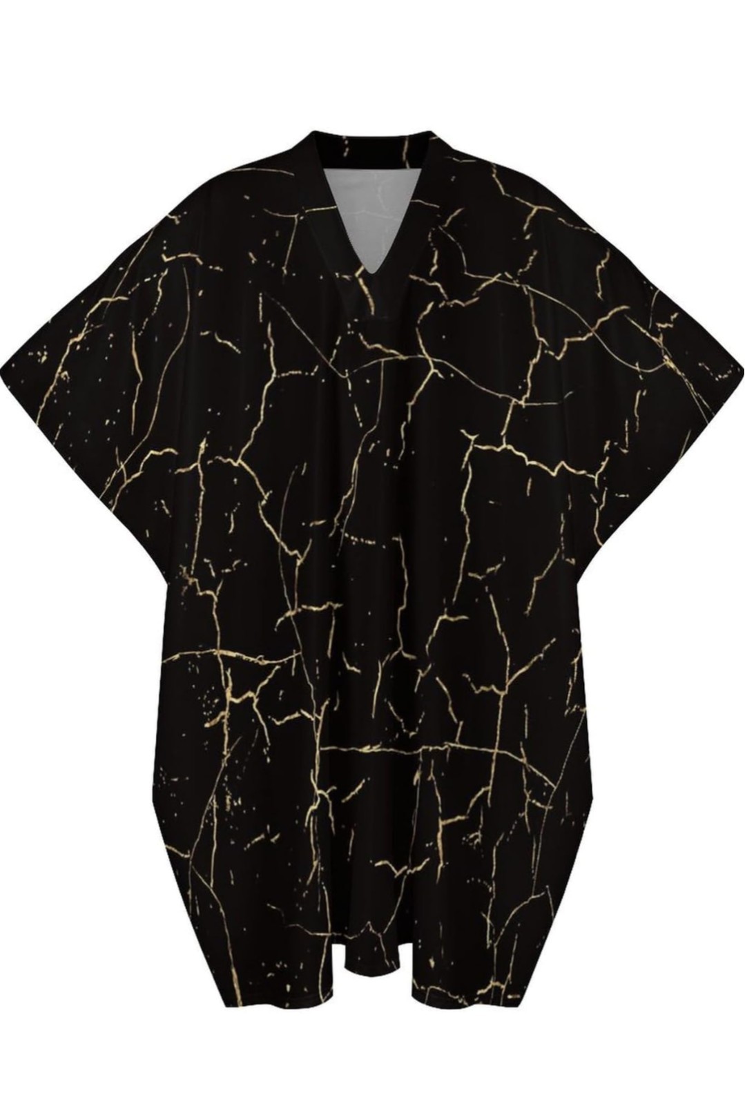 Hegropy 4XL Black Marble Pattern Men’s V-neck Robe Middle East Arabian Robe