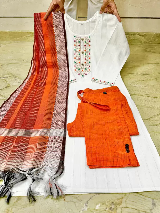 Bollywood Cotton Kurta Pant Dupatta Set Women Designer Salwar Kameez Kurti Dress