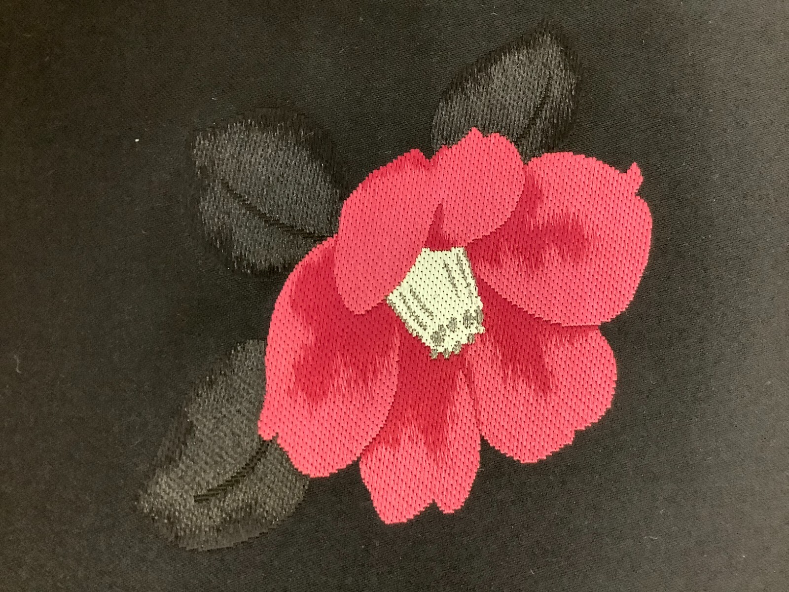 Japanese Vintage Kimono Nagoya Obi silk black embroidery flower 137.7×12.2in
