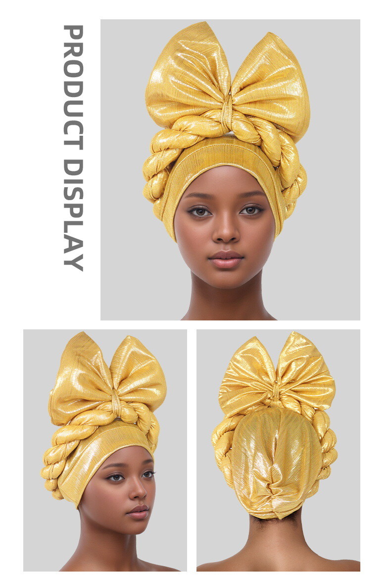 Auto Gele Headtie Head Cover Caps Women Bowknot Head Wrap Wedding Caps Headwear