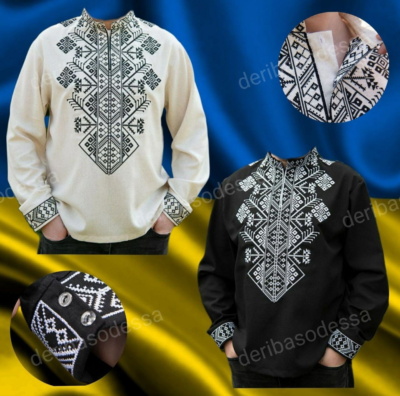 Set of Vyshyvanka Ukrainian traditional embroidered shirt men’s + children’s