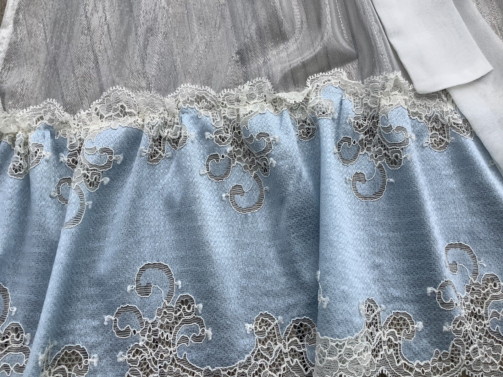 Offwhite sheer apron Light Blue Lace ruffles, Octoberfest Bridal Shower Dirndl