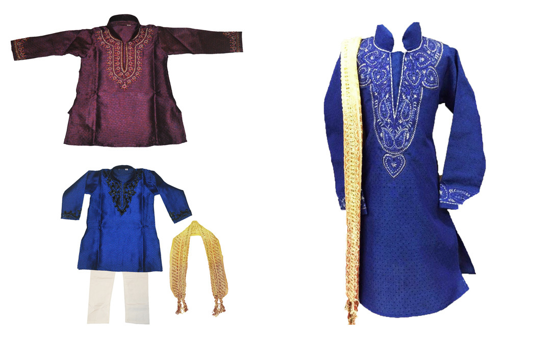 Boys’ Designer Kurta Set Indian Clothing 3 Piece Party Suit Sizes 2 to 9 years