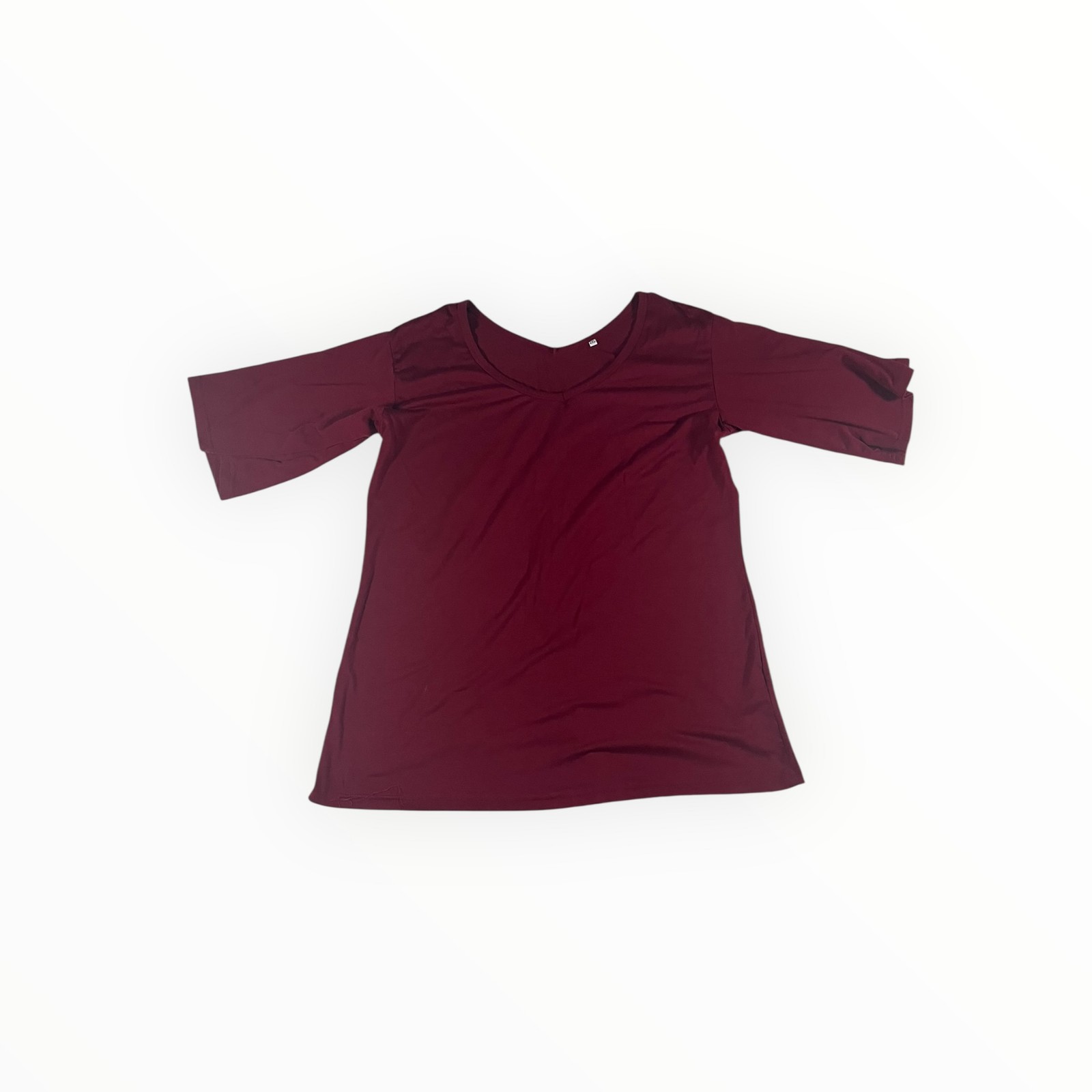 Women’s V-Neck T-Shirt 100% Cotton Short Sleeve Top Burgundy 2XL