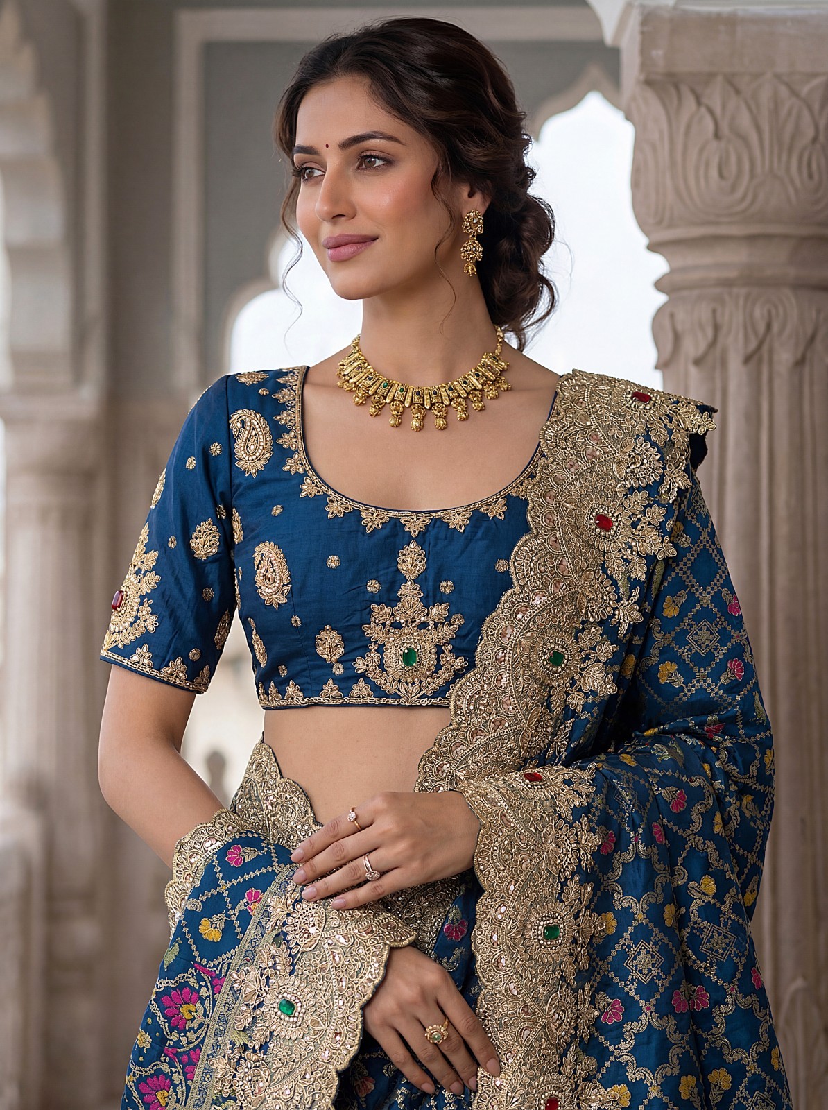 Indian Designer Banarasi Silk Saree Heavy Lace Festival Wear