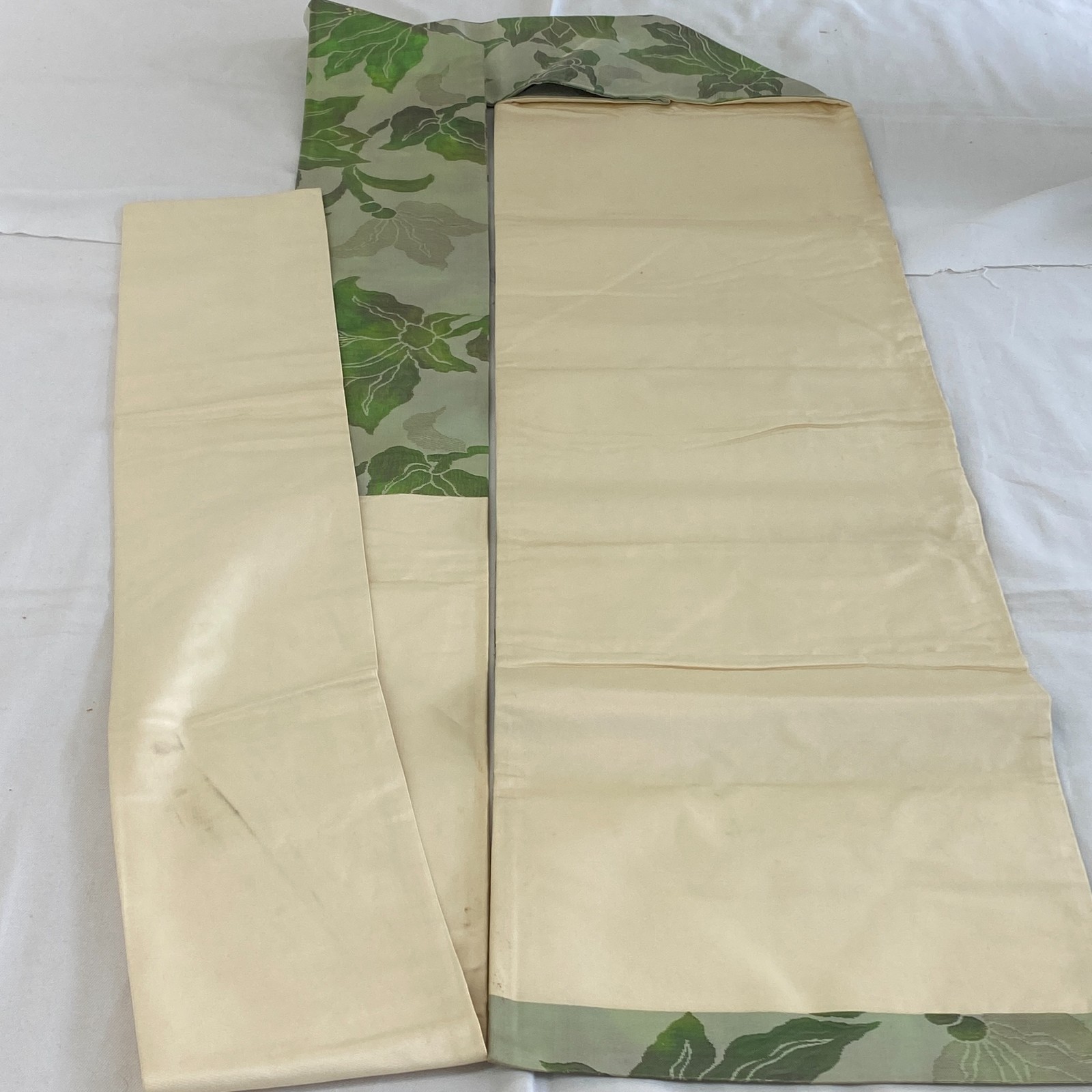 Japanese Vintage Kimono Nagoya Obi Silk Green Drit Traditional 137 x 12 in