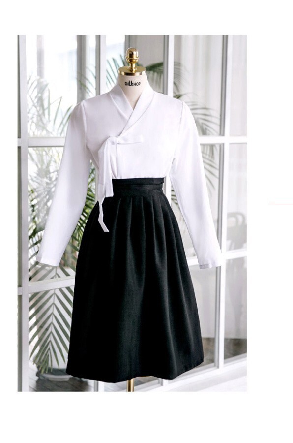 [CHUSHOP]Korean Modernized Traditional Costume Woman Hanbok Set,*White&Black*