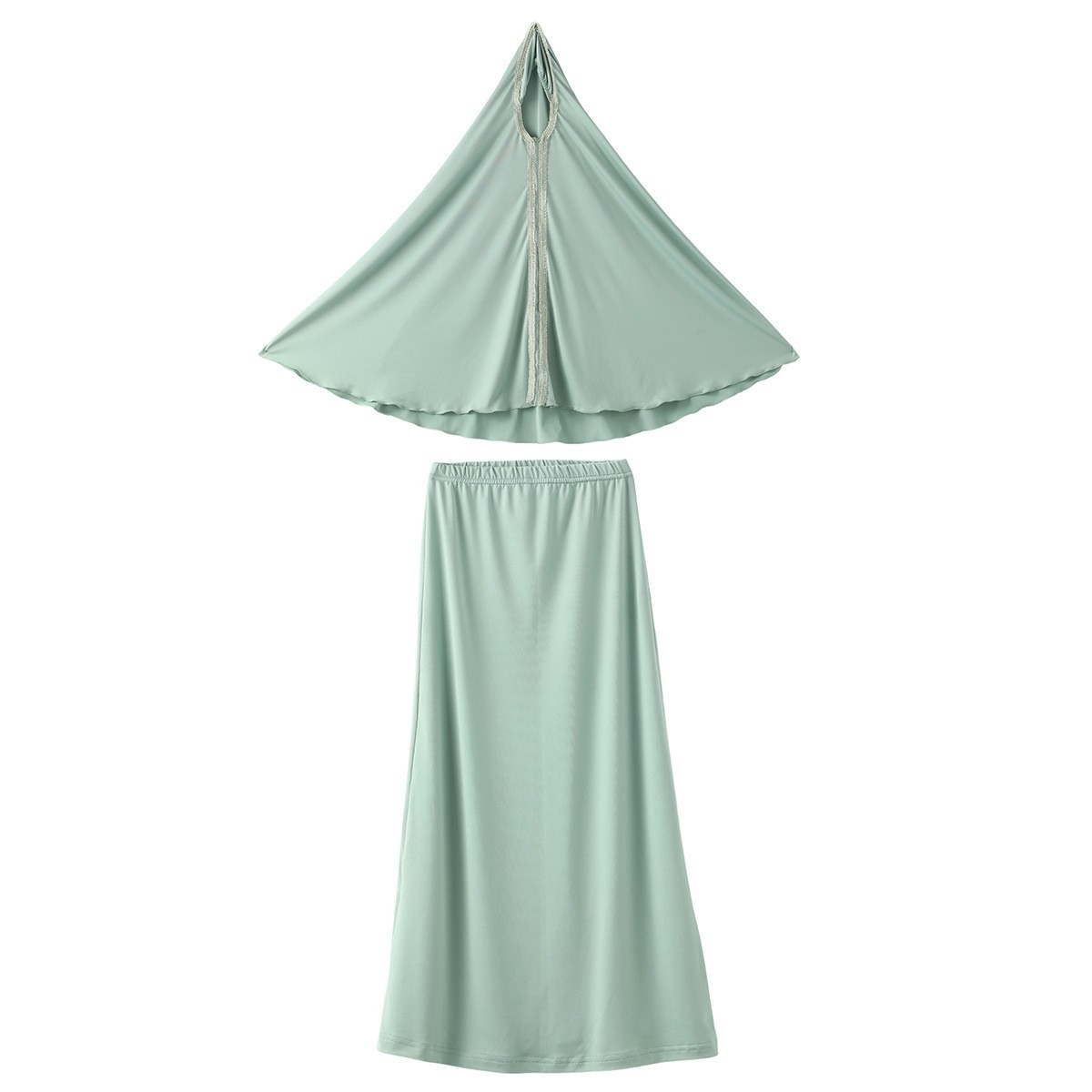 2Piece Set Kids Girls Long Dress Abaya Kaftan Prayer Maxi Robe Moedst Blouse Top