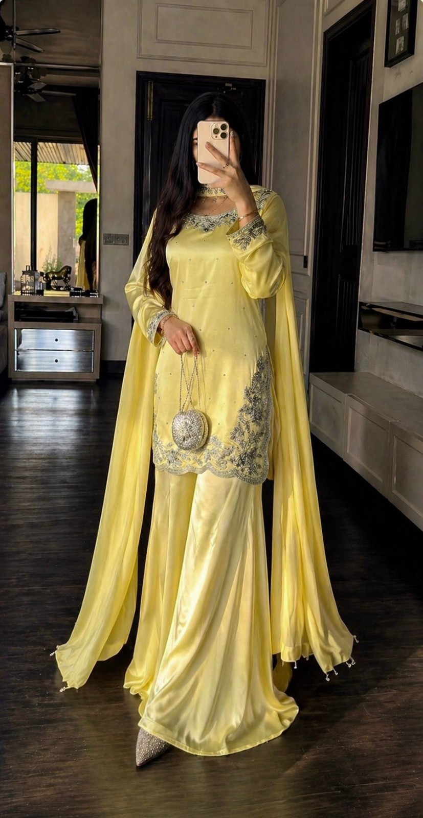 New Designer Yellow Devsena Silk Kurta Palazzo With Dupatta For Wedding Wear